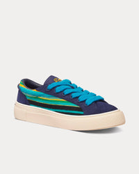 Dior Tears B33 Limited Edition Blue Multicolor Mohair and Navy Blue Suede Low Top Sneakers
