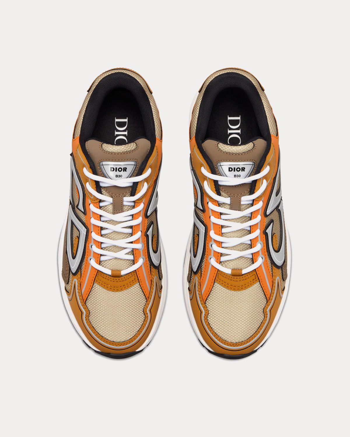 B30 Cream Mesh with Orange and Brown Technical Fabric Low Top Sneakers