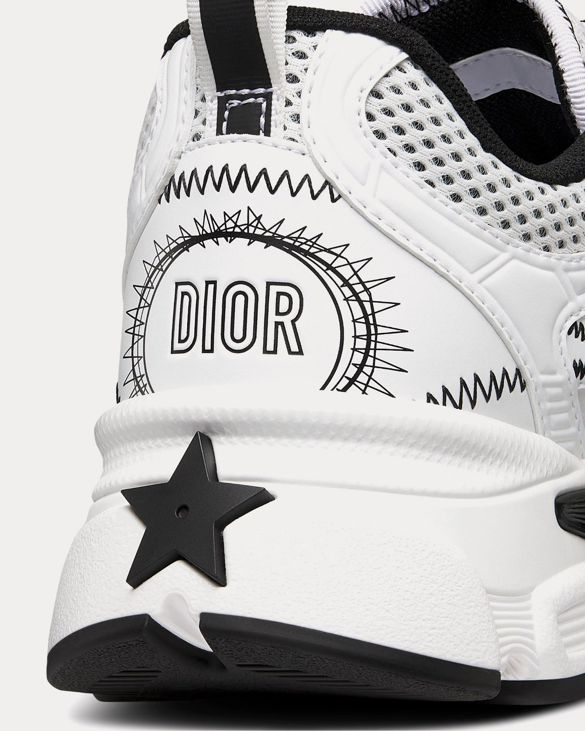 Chrono White and Black Mesh with Leather-Effect Panels Low Top Sneakers