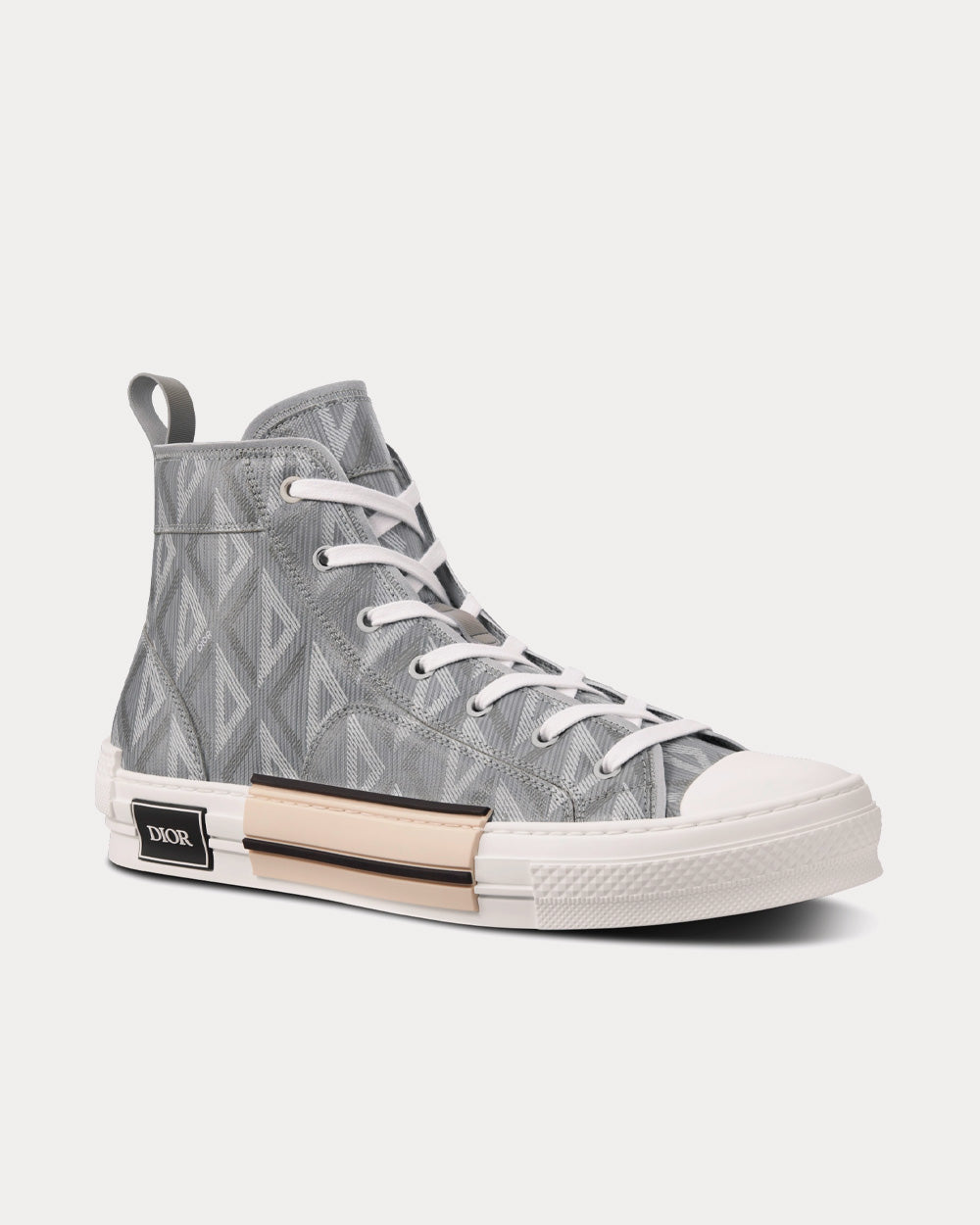 B23 Dior Gray CD Diamond Canvas High Top Sneakers