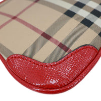 BURBERRY Peyton Small Haymarket Check Canvas Crossbody Clutch Military Red
