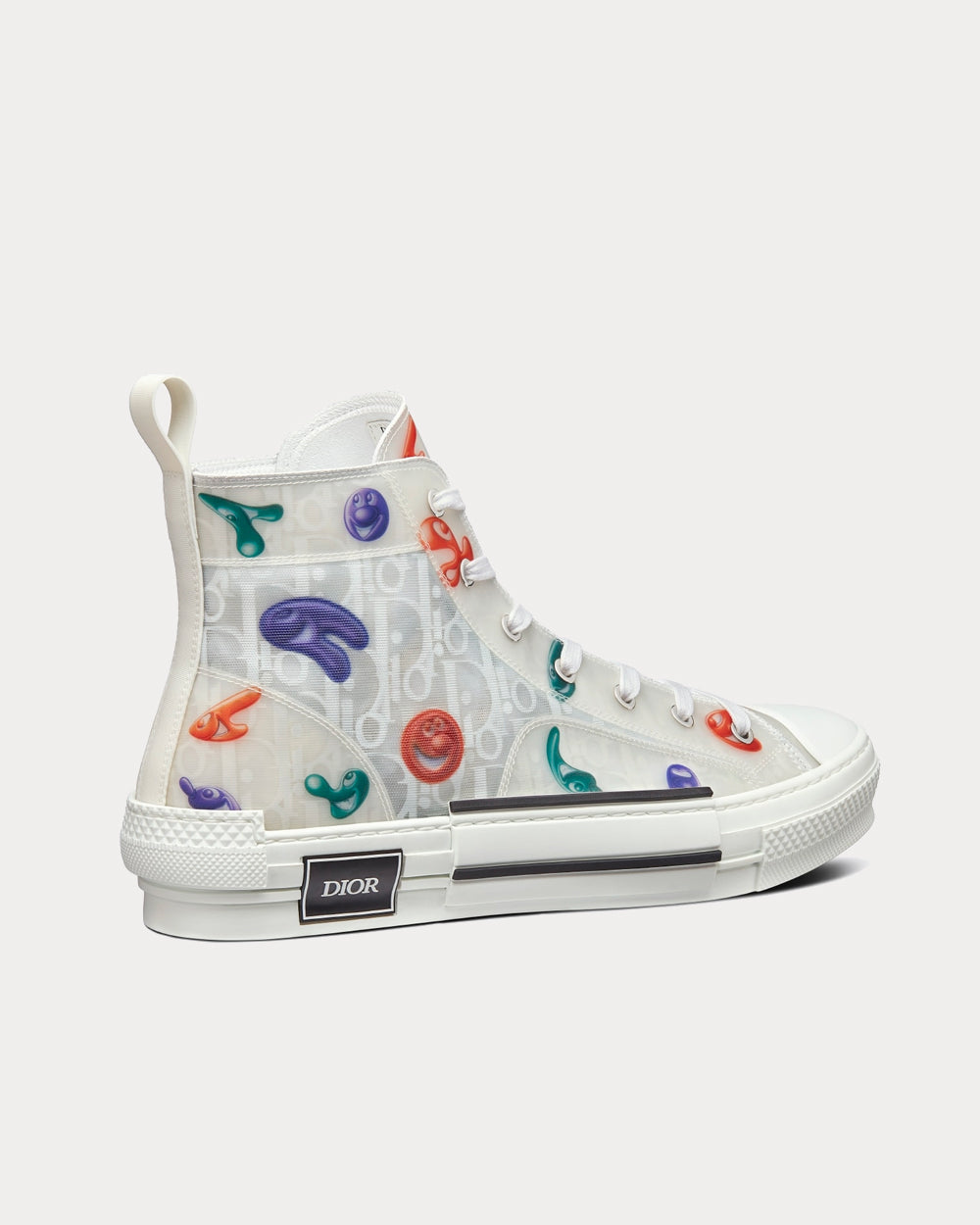 B23 White Dior Oblique Canvas with Multicolor Motif High Top Sneakers