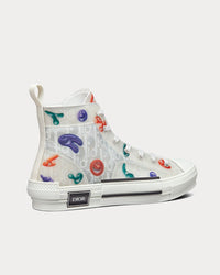 B23 White Dior Oblique Canvas with Multicolor Motif High Top Sneakers