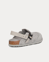 Tokio Dior Gray Felted Wool and Nubuck Calfskin Mules