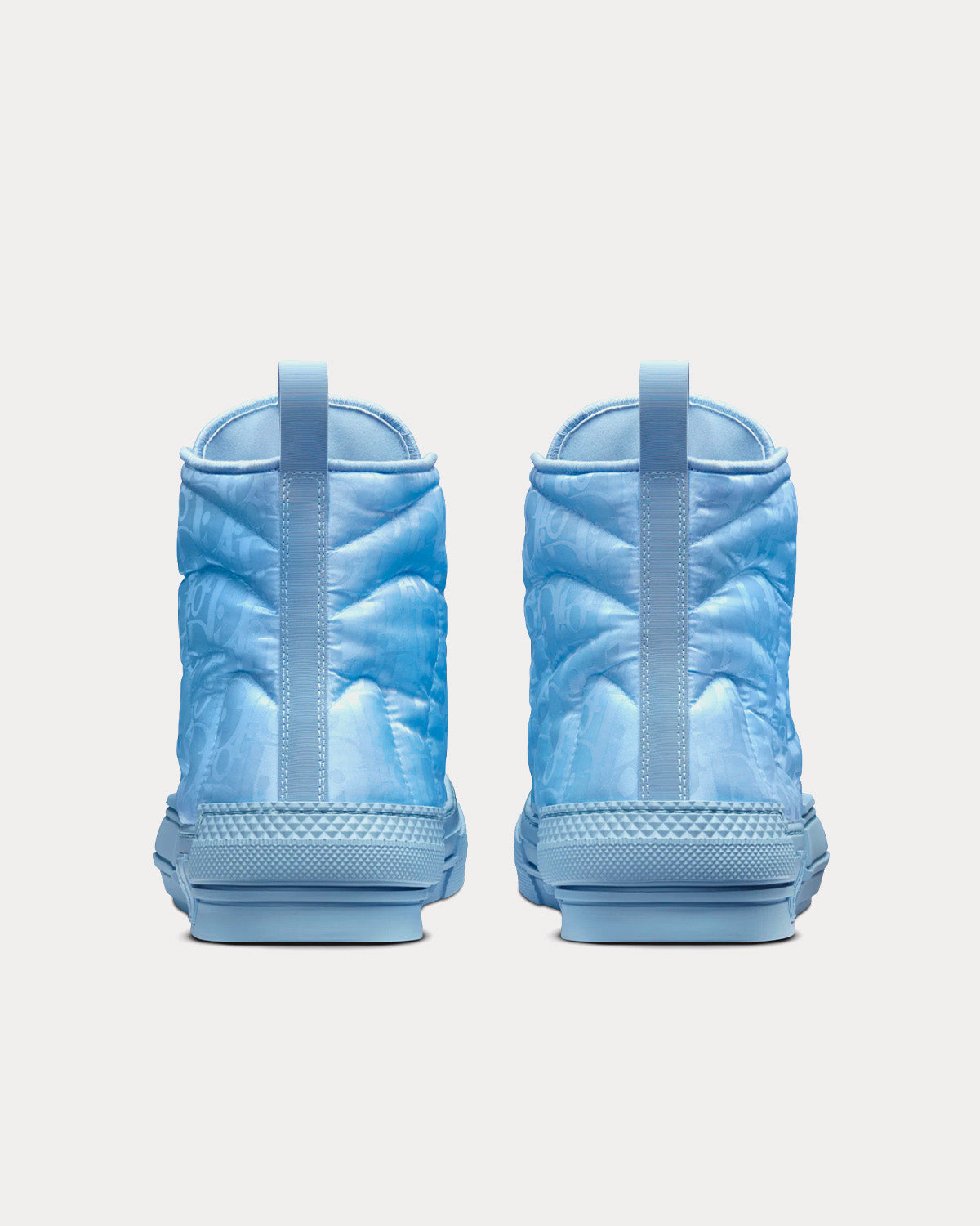 B23 Blue Dior Oblique Mirage Quilted Technical Fabric with Swirl Motif High Top Sneakers