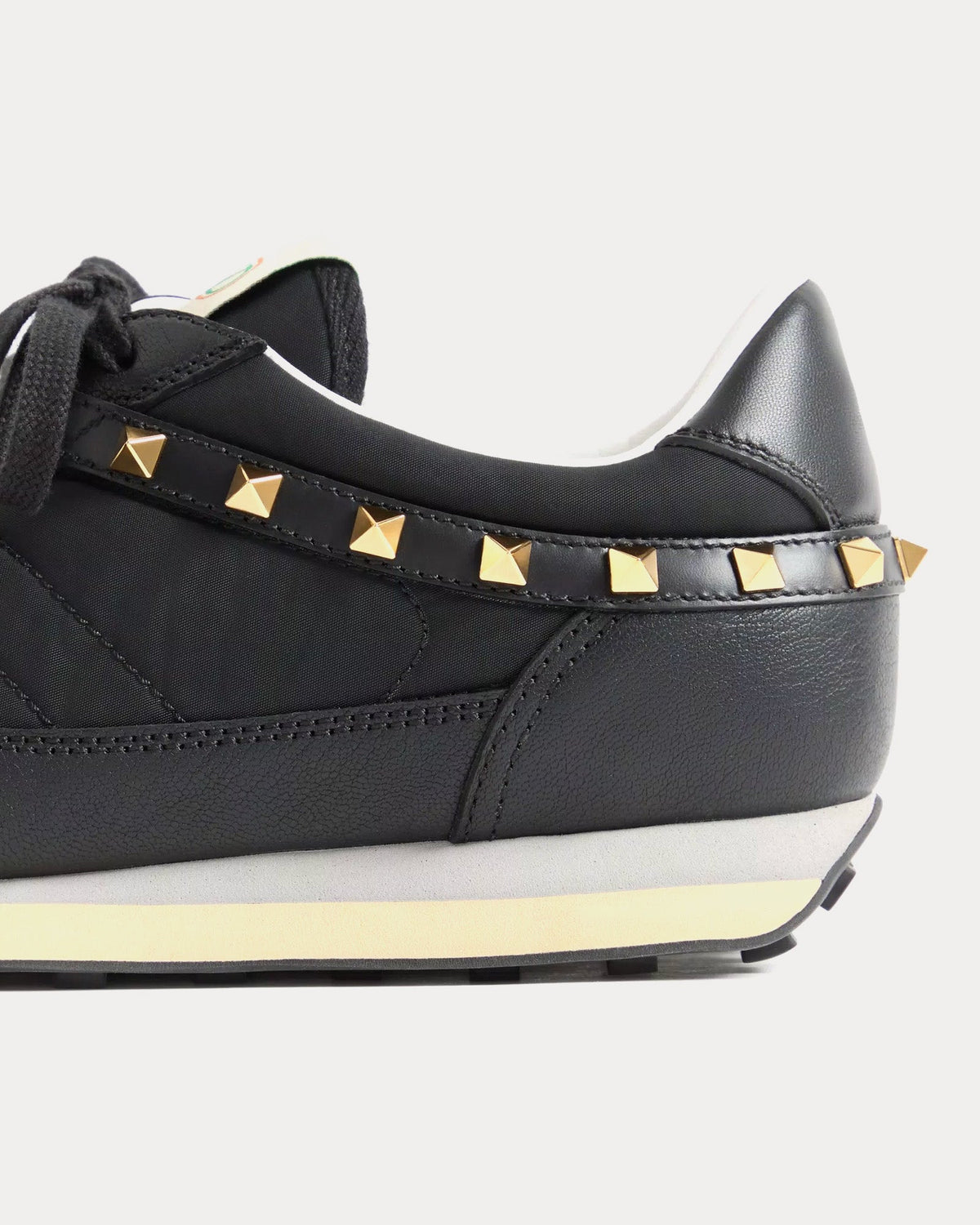 Stud Up Leather & Nylon Black Low Top Sneakers