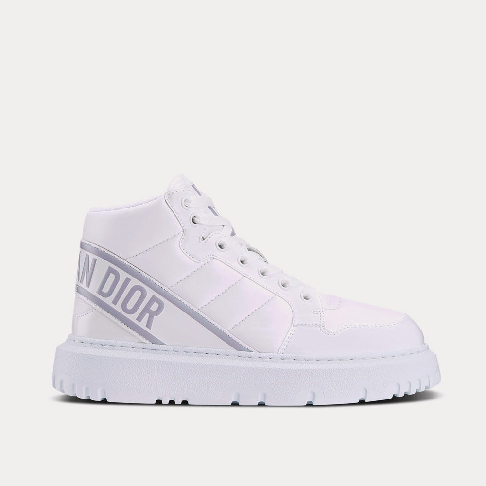 D-Player Quilted Nylon White High Top Sneakers
