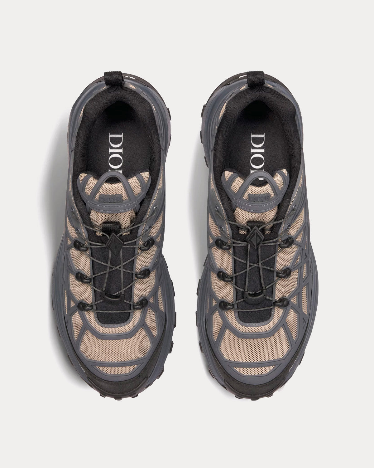 B31 Runner Brown Technical Mesh and Deep Gray Rubber with Warped Cannage Motif Low Top Sneakers
