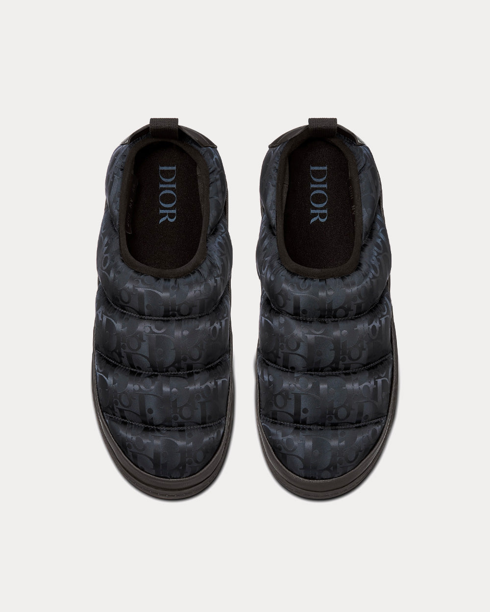 Snow Slipper Quilted Dior Oblique Mirage Technical Fabric Black Slip Ons