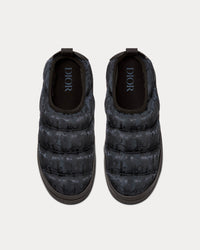 Snow Slipper Quilted Dior Oblique Mirage Technical Fabric Black Slip Ons