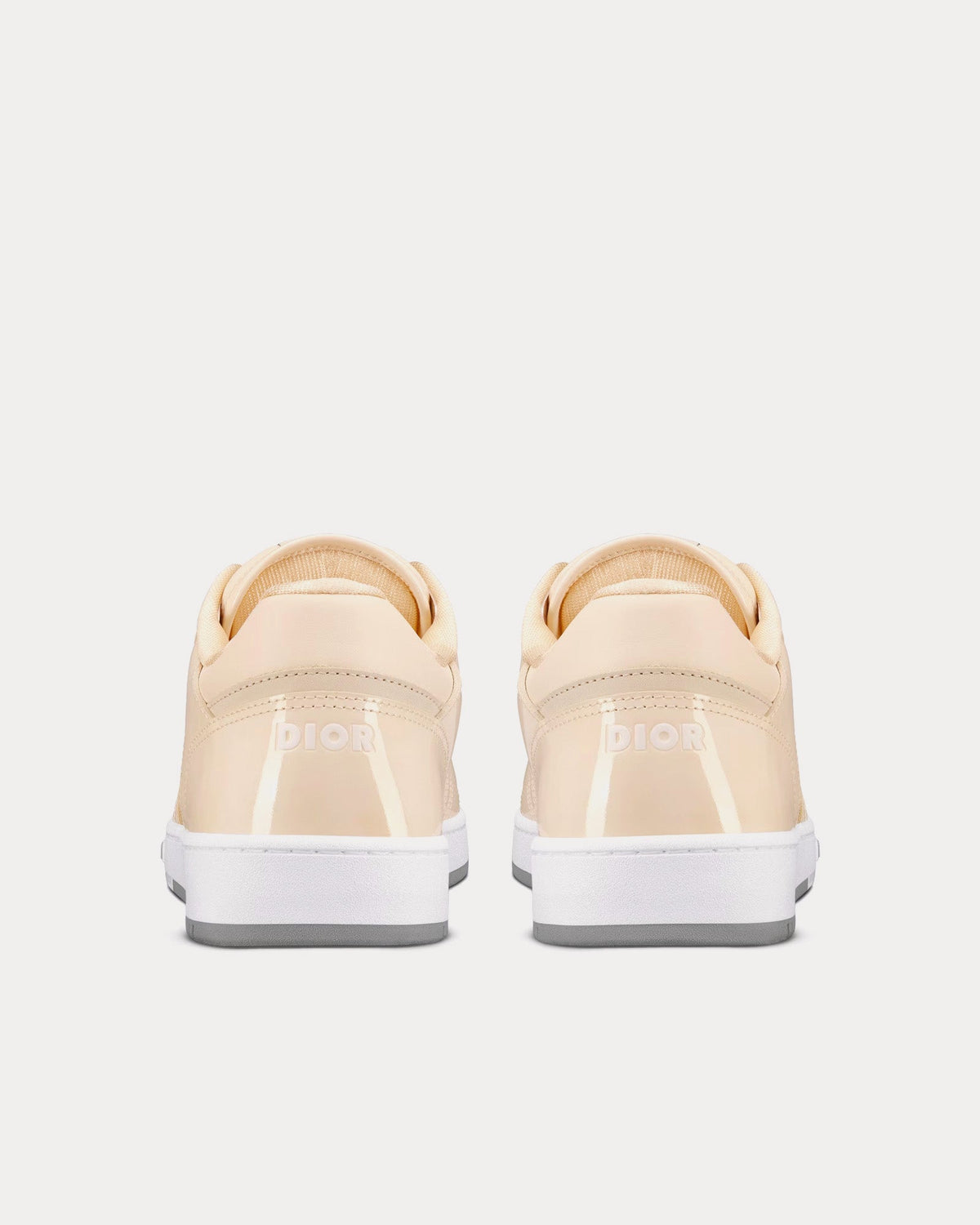 B27 Cream Patent Calfskin and Dior Oblique Gravity Leather Low Top Sneakers