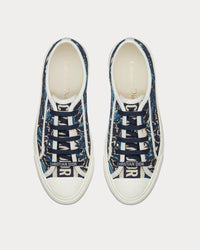 Indigo Blue Dior Palms Embroidered Cotton Low Top Sneakers