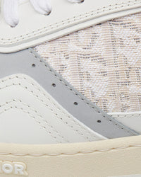 B27 White Smooth Calfskin and Off-White Dior Oblique Jacquard Low Top Sneakers