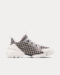 D-Connect Black and White Technical Fabric with Micro-Houndstooth Print Low Top Sneakers