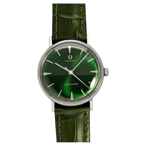 1960 Omega Seamaster Vintage Mens Handwound Emerald Green Watch - Stainless Steel - Crown & Consign
