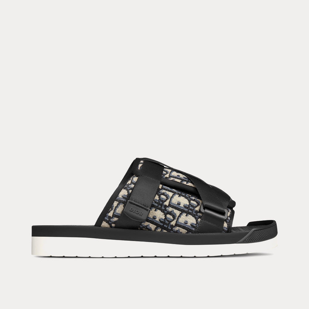 Alpha Sandal Beige and Black Dior Oblique Jacquard Slip Ons