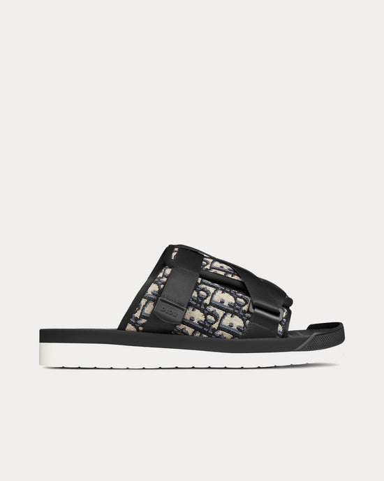 Alpha Sandal Beige and Black Dior Oblique Jacquard Slip Ons