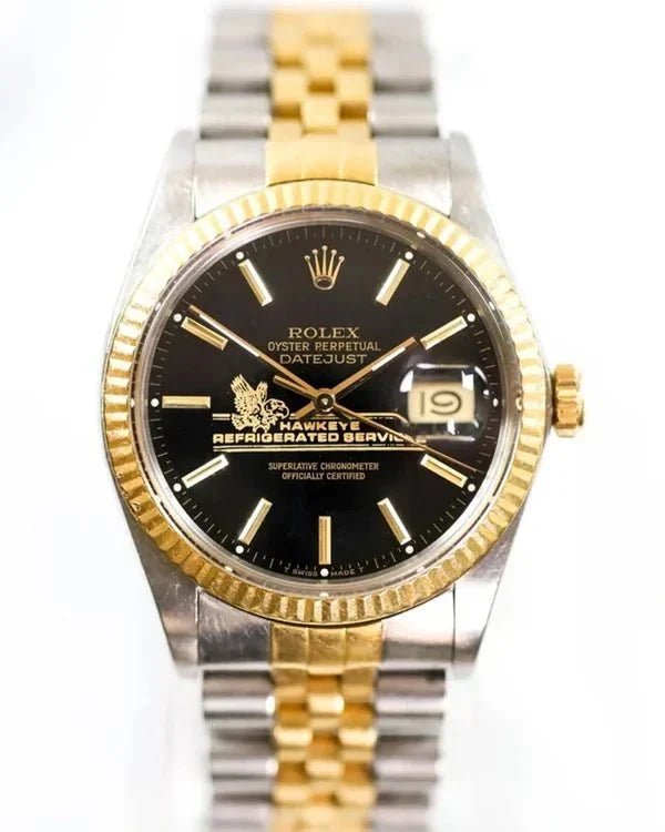 1987 Datejust "Hawkeye Refrigeration Services" 36MM Black Dial Two-Tone Jubilee Bracelet (16013) - Crown & Consign