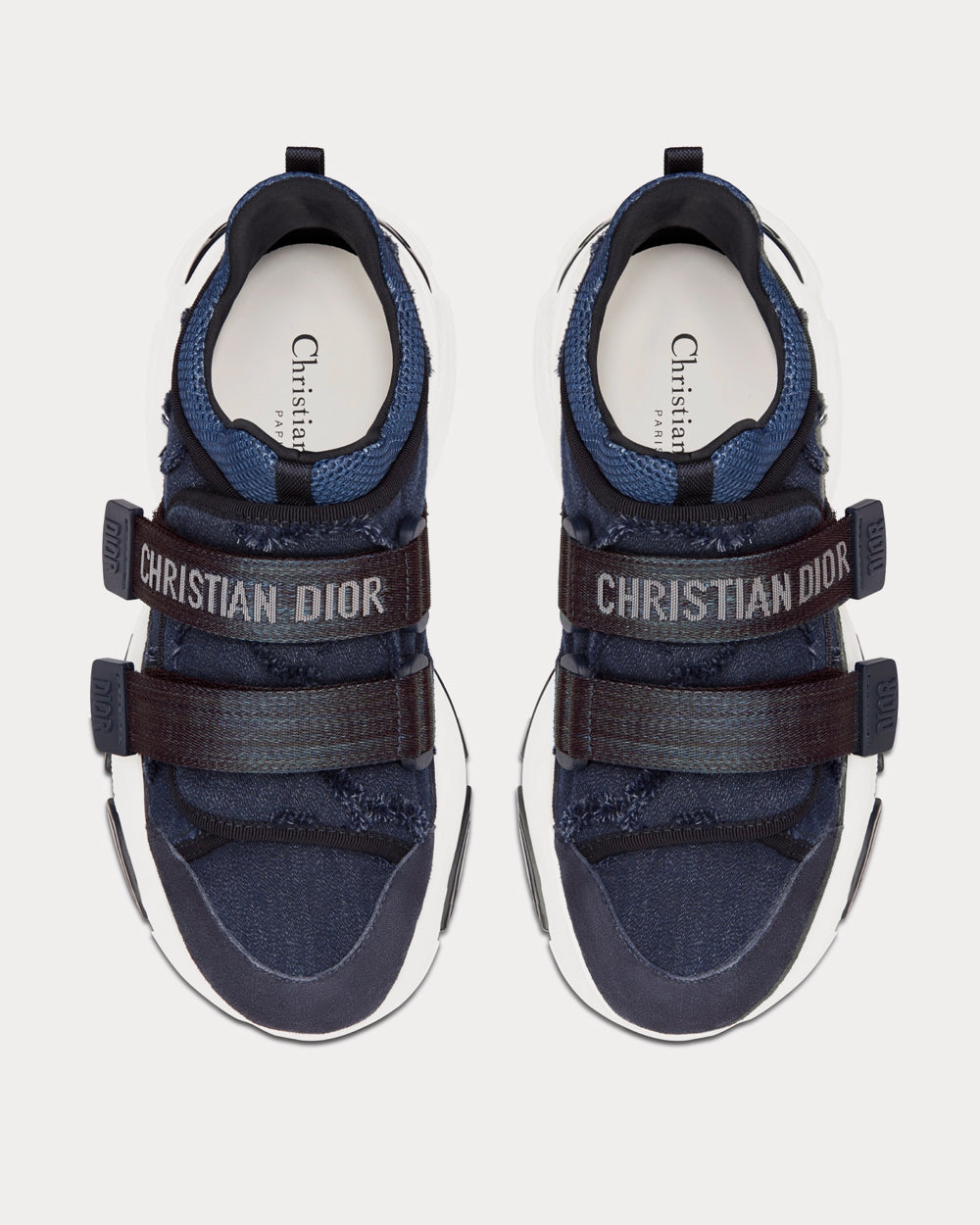 D-Wander Denim Blue Camouflage Technical Fabric Low Top Sneakers