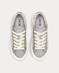 B33 Gray Smooth Calfskin with Cream Dior Oblique Raised Embroidery Low Top Sneakers