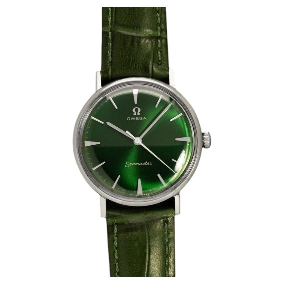 1960 Omega Seamaster Vintage Mens Handwound Emerald Green Watch - Stainless Steel
