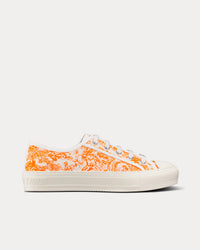 Walk'n'Dior Bright Orange Toile de Jouy Embroidered Cotton Low Top Sneakers