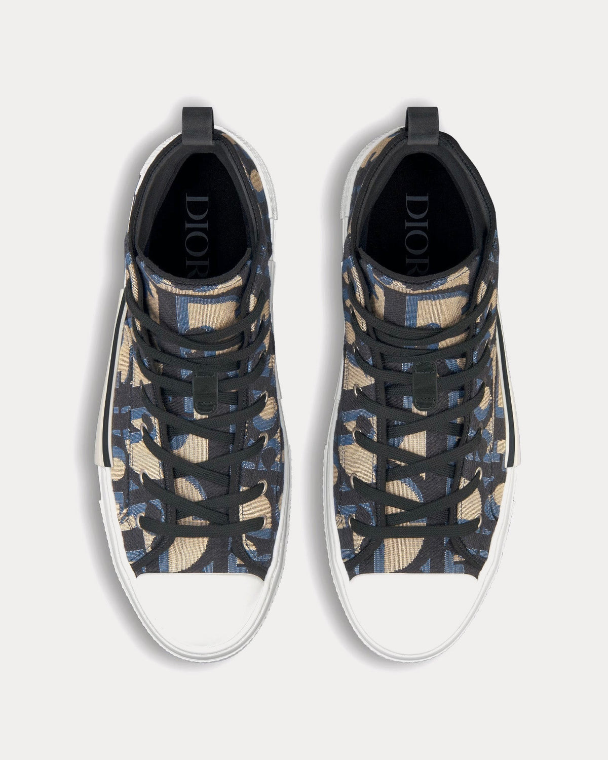 B23 Beige and Black Maxi Dior Oblique Jacquard High Top Sneakers