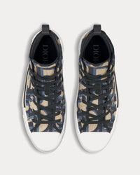 B23 Beige and Black Maxi Dior Oblique Jacquard High Top Sneakers