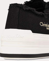 Dioriviera Walk'n'Dior Platform Black Fringed and Embroidered Cotton Canvas Low Top Sneakers