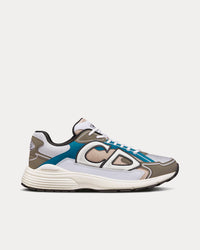 B30 White and Beige Mesh with Blue and Olive Technical Fabric Low Top Sneakers