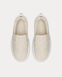 Solar White Quilted Cannage Calfskin Slip On Sneakers