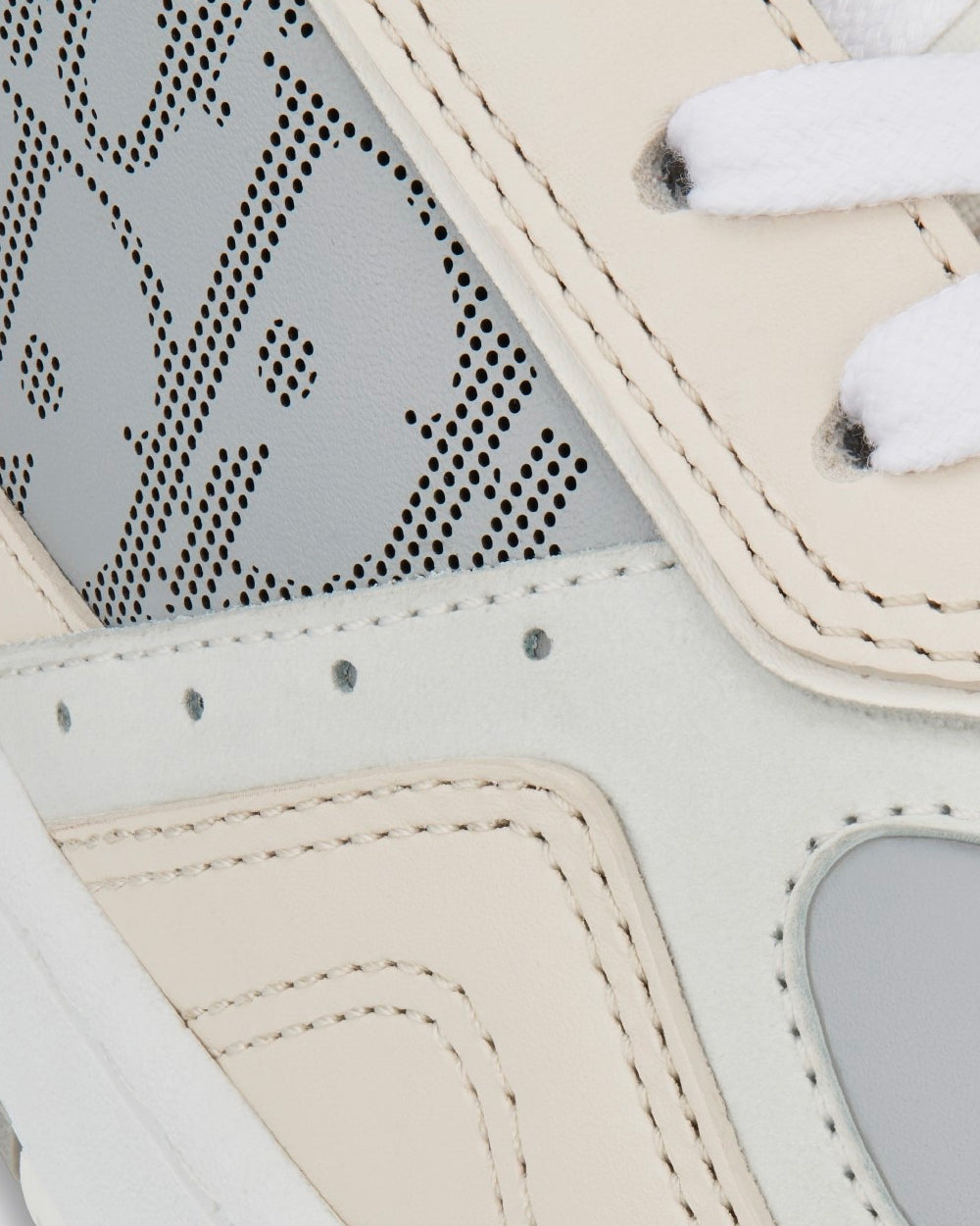 B27 Gray and Beige Smooth Calfskin with Gray Dior Oblique Galaxy Leather High Top Sneakers