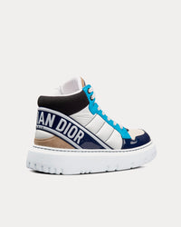 D-Player Blue Multicolor Technical Fabric, Suede and Calfskin High Top Sneakers