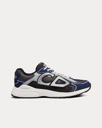 B30 Anthracite Gray Mesh and Black, Blue and Dior Gray Technical Fabric Low Top Sneakers