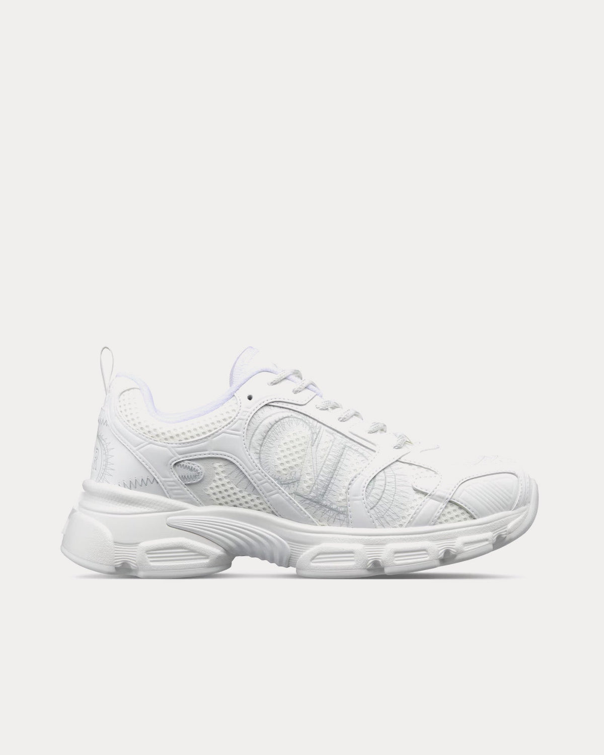 Chrono White Mesh and Leather-Effect Panels Low Top Sneakers