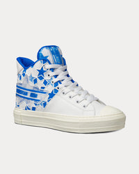 Walk'n'Dior Star Bright Blue and White Calfskin and Technical Fabric with Dior Étoile Motif High Top Sneakers