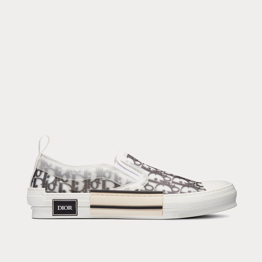B23 Black and White Dior Oblique Canvas Slip On Sneakers