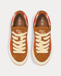 Dior Tears B33 Limited Edition Red Multicolor Mohair and Brown Suede Low Top Sneakers