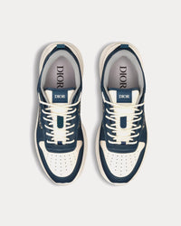 B25 Runner Navy Blue and Cream Smooth Calfskin with Beige and Black Dior Oblique Jacquard Low Top Sneakers