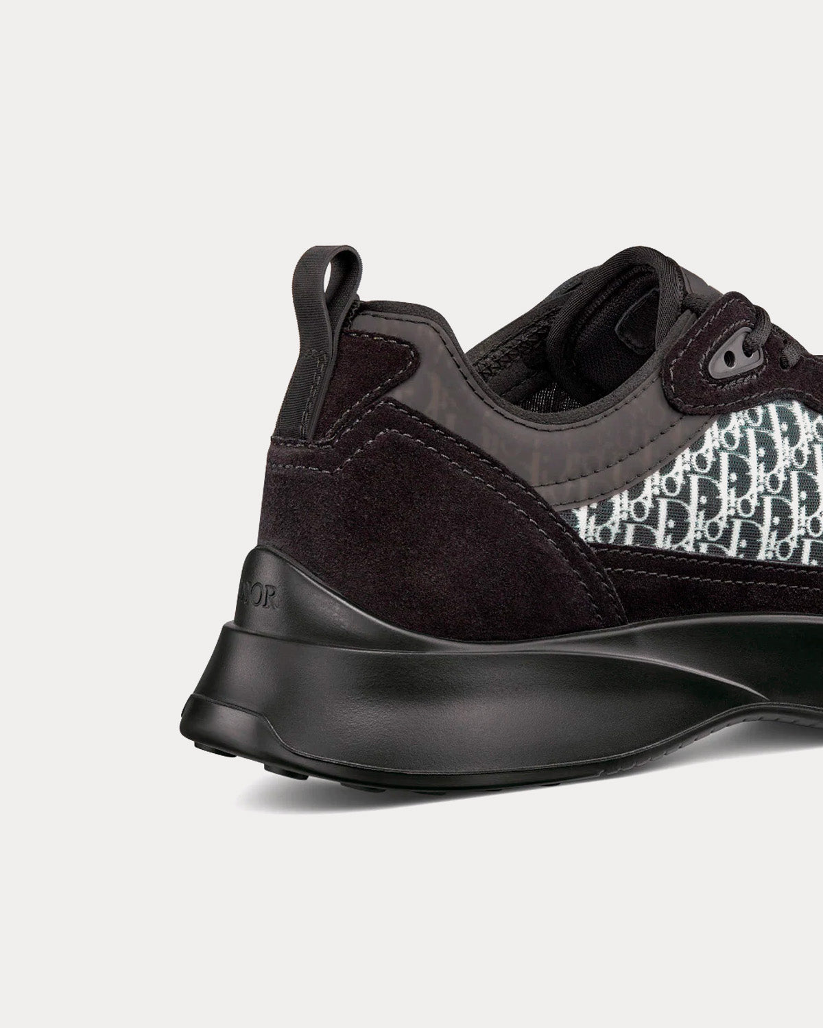 B25 Black Suede and Technical Mesh with Black and White Dior Oblique Canvas Low Top Sneakers