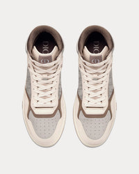 B27 Cream & Greige Smooth Calfskin with 'Christian Dior 1947' Signature High Top Sneakers
