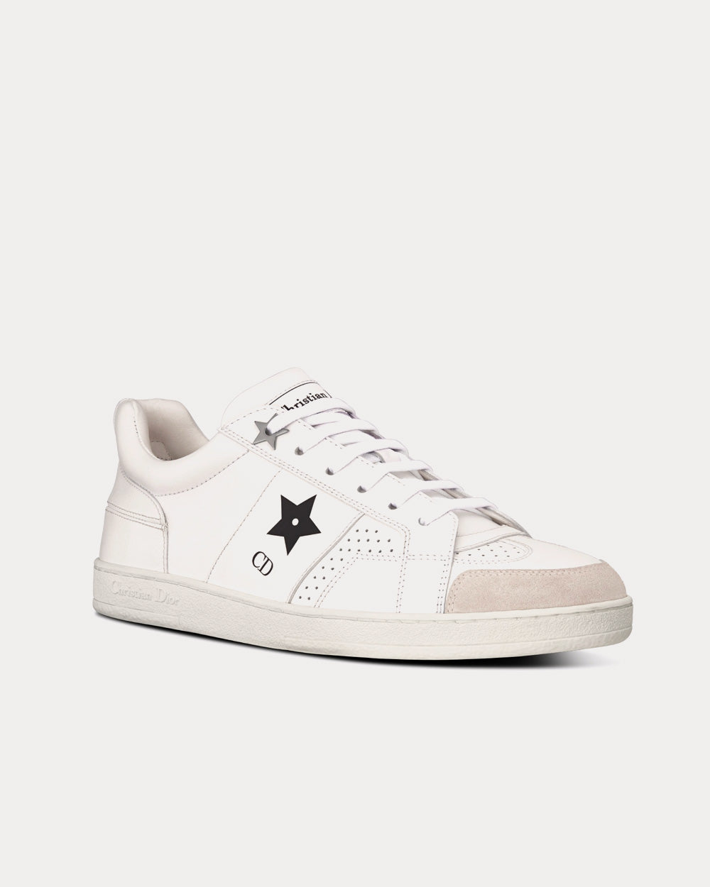 Star White Calfskin and Suede Low Top Sneakers