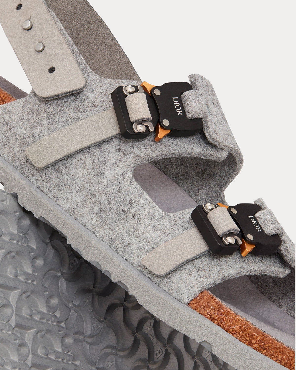 Milano Dior Gray Felted Wool and Nubuck Calfskin Sandals