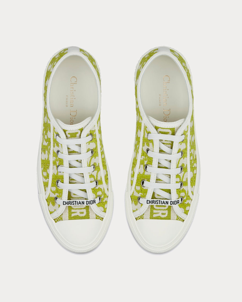 Walk'n'Dior Lime Dior Oblique Embroidered Cotton Low Top Sneakers