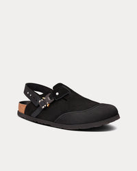 Tokio Black Nubuck Calfskin Mules