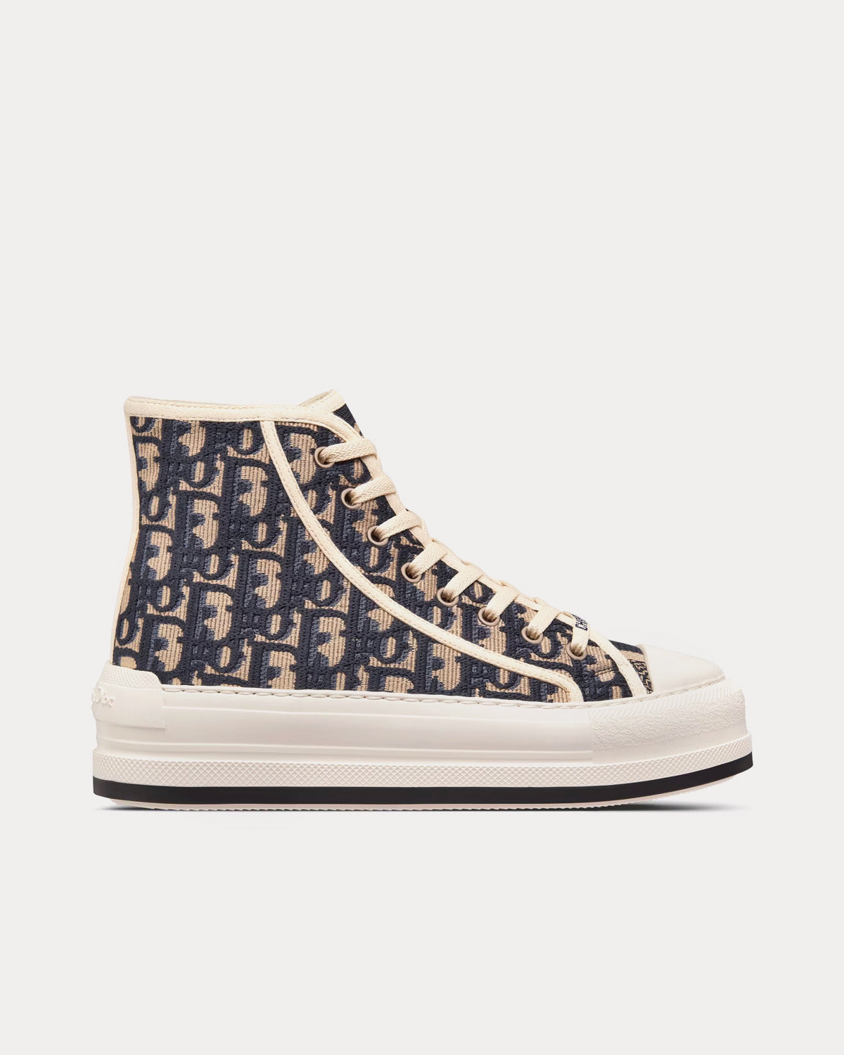 Walk'n'Dior Platform Deep Blue Dior Oblique Embroidered Cotton High Top Sneakers