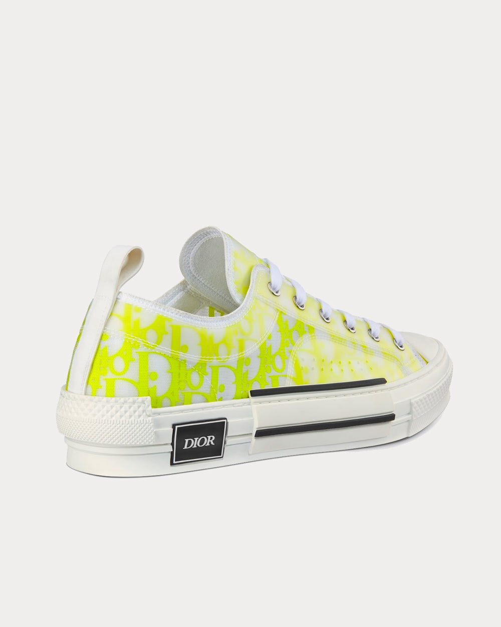 B23 White and Yellow Dior Oblique Canvas Low Top Sneakers