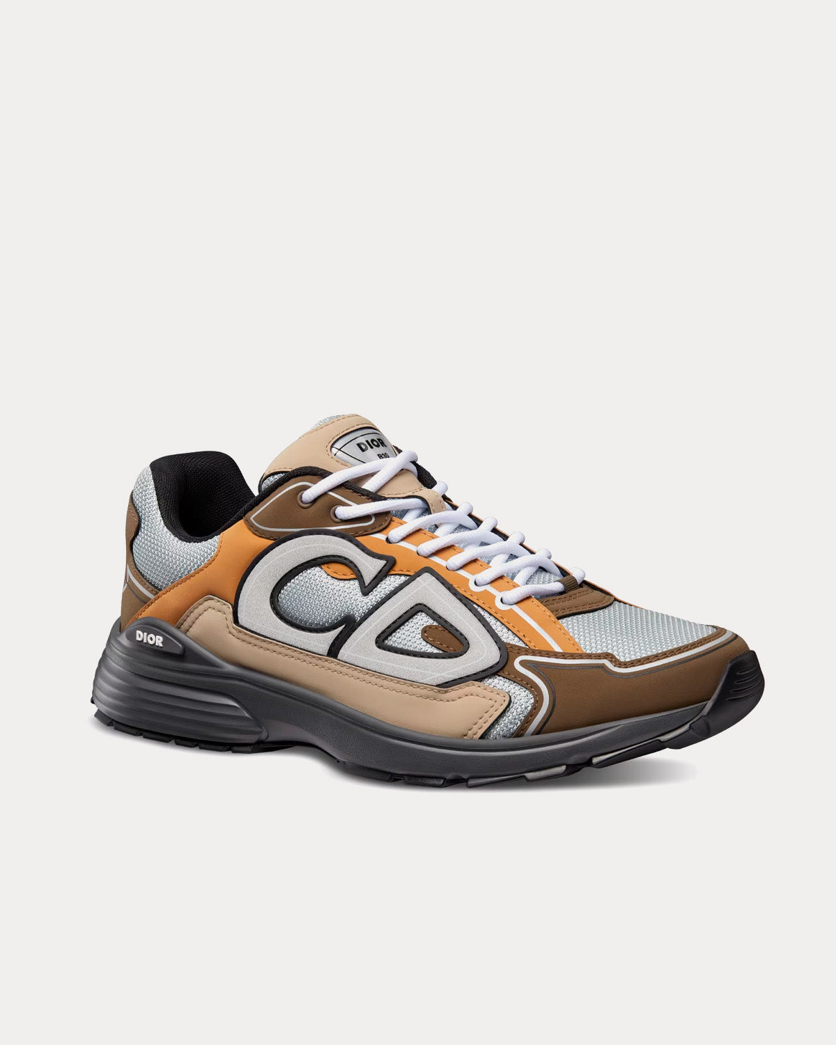B30 Gray Mesh with Brown, Orange and Beige Technical Fabric Low Top Sneakers