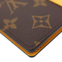 LOUIS VUITTON Pocket Organizer Monogram Macassar Canvas Wallet Safran Yellow