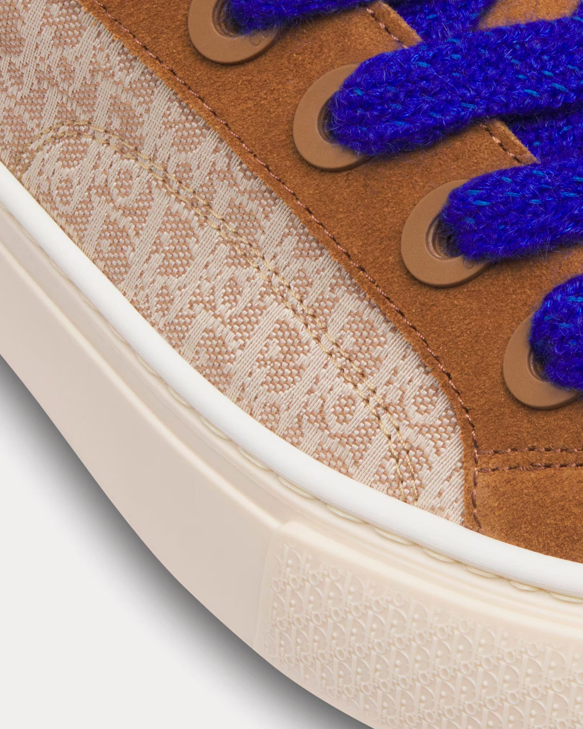 B33 Brown and Cream Dior Oblique Jacquard and Brown Suede Low Top Sneakers